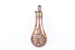 A J.W. Hawksley copper and brass powder flask.