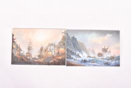 Two D Macleod canvas prints. Including 'Shipwreck in Heces Bay', titled verso, 31cm x 46cm.
