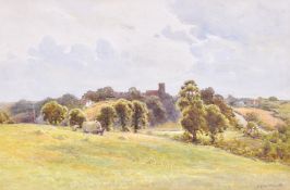 Cyril Ward (1863 - 1935) - On The Sussex Downs, watercolour.