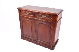 A Edwardian mahogany cupboard sideboard Having two drawers over two panelled doors,