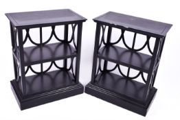 A pair of ebonised 'Perilune' bookcases attributed to OKA.