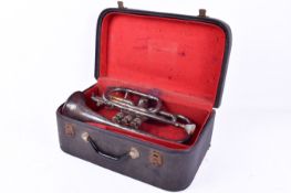 A Class A, Benson & Co prototype trumpet in case with decorative engraving. small dent.