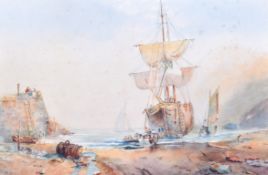 A 19th Century watercolour depicting a maritime scene. Signed lower left.