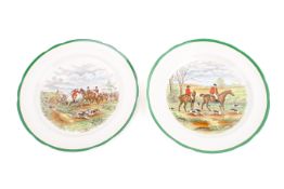 A pair of Copeland Spode hunting scene plates. Titled 'The Huntsman' and 'The Find', diameter 26cm.