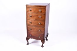 An early 20th century mahogany bow fronted chest of drawers.