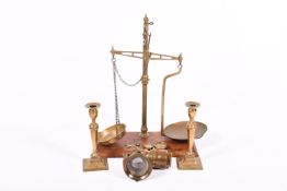 A collection of brassware.