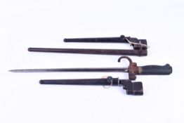 Militaria - a French Lebel bayonet and two British No. 4 spike bayonets.