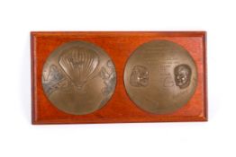 1987 Virgin Atlantic Flyer, hot air balloon crossing medallions on a mount.