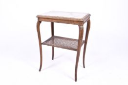 A late 19th century French style side table with marble top (af).