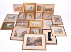 A collection of forteen assorted pictures mainly 19th/20th Century watercolours.