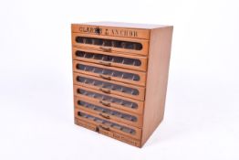 Clarks Anchor beech counter shop advertising embroidery thread display cabinet.