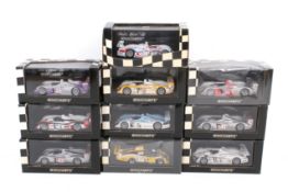 A collection of ten assorted Paul's Model Art 1/43 Minichamps diecast sports racing cars, boxed.