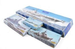 Four Heller military ship model kits. Comprising a No.81046 1.400 Admiral Graf Spee, No.81011 1.
