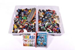 A large quantity of assorted Lego brinks, pieces and parts.
