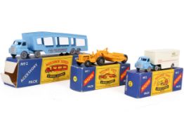 Three Moko Lesney made 'Matchbox' Series 'Major' or 'Accessory' diecast packs. Comprising a No.