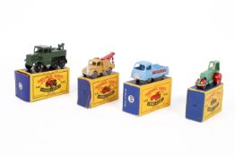 Four Moko Lesney Matchbox diecast industrial vehicles. Comprising a No.