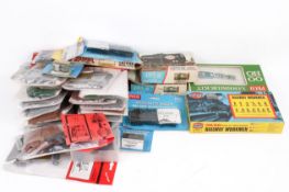 A collection of assorted railway model kits.
