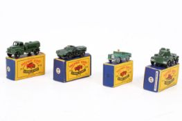 Four Moko Lesney Matchbox series diecast military vehicles. Comprising a No.