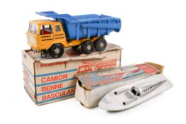Two vintage toy model vehicles.