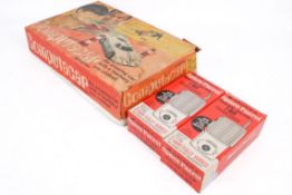 A pair of vintage Archer 'Space Patrol' Walkie-Talkie 2-way Transceivers and a Mettoy Computacar.