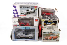 A collection of assorted mostly diecast scale model cars, boxed.