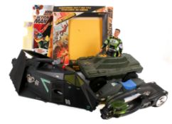 A Hasbro Action Man 'stealth fighter' plane and three other vehicles, etc.