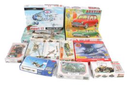 A collection of assoted plastic model maker's kits, all boxed.