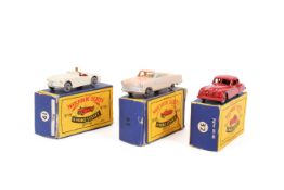 Three Moko Lesney Matchbox series diecast cars. Comprising a No.