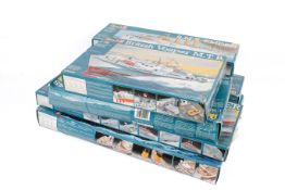 Eight Revell military and industrial ship model kits. Comprising a 1:400 scale No.