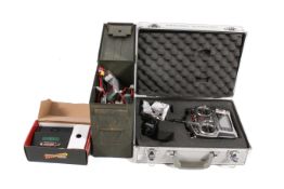 A group of radio control equipment and accessories.