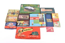 A collection of circa 1950s and 60s traditional family board games and wooden jigsaw puzzles, etc.