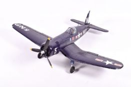 A Dynam F4U polystyrene radio control model plane modelled as a Corsair, USA Navy Warbird,