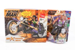 A Hasbro Action Man Dr. X figure and Chopper Moto, boxed.