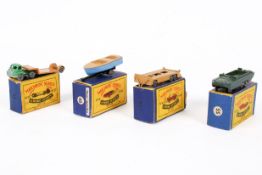 Four Moko Lesney Matchbox diecast vehicles. Comprising a No.