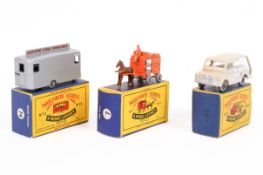 Three Moko Lesney Matchbox diecast commercial vehicles. Comprising a No.29 Bedford Milk Float, No.