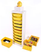 A large quantity of loose modern Lego bricks and parts with storage containers.