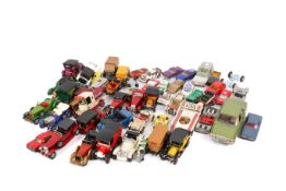 A collection of diecast vehicles.