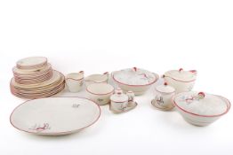 A vintage Crown Devon Stockholm dinner ware part service with stag motif and winter wood scene.