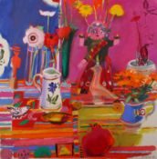 Pauline Vincent (British, born 1980), acrylic on canvas, 'Pomegranate and Kali'.