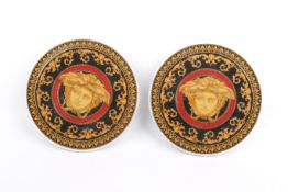 A pair of contemporary Versace Rothenthal ceramic drinks coasters, in original box.
