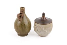 Arne Bang (Danish, 1901-1983), mid-century studio pottery stoneware vase and lidded pot.