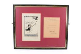 A hand drawn and signed Andy Capp cartoon with accompanying authentification.