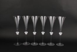 A set of six Versace Rosenthal, Medusa Lumiere Champagne flutes.