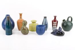 A collection of ten 20th century Danish design studio pottery, glazed items.