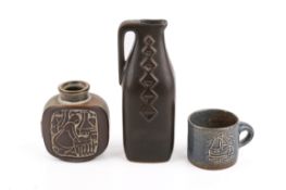 Three Michael Andersen & Sons (Bornholm, Denmark) mid-century stoneware items.