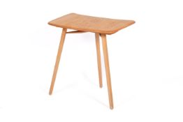 A mid-century Ercol. Model 265, beech and elm three-legged table.