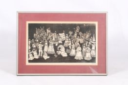 Misabel Pedroza (1927-2005), black woodcut print, 'Feste parc Yemanje'.