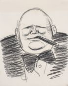 After Emilio Coia, a charcoal drawing on paper of Winston Churchill.