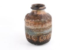 Berte Vedel Howard (Denmark), mid-century brown and blue ground studio pottery vase.