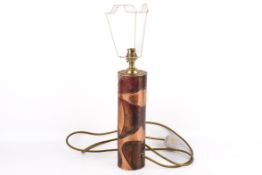 A 20th century, Sam Fanaroff, Arts & Crafts style beaten copper and brass table lamp.